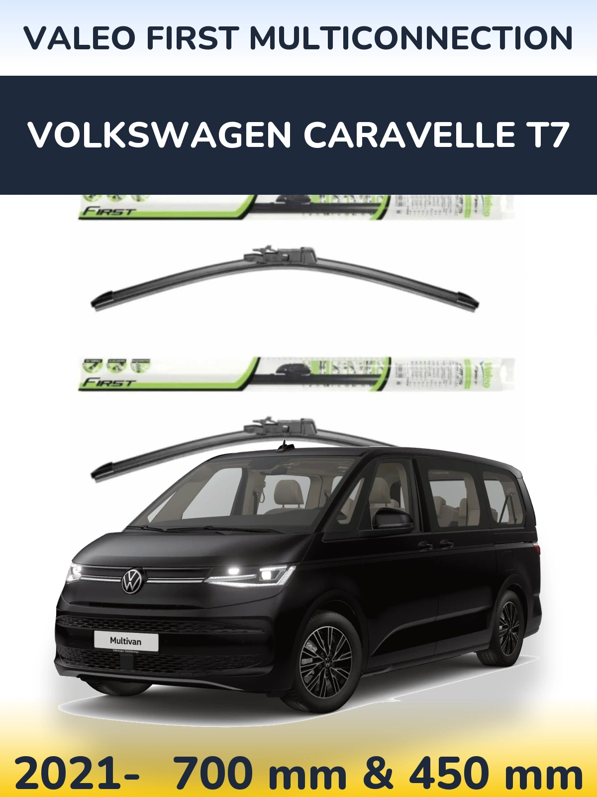 Komplet przednich wycieraczek Valeo First MultiConnection 700 & 450 mm do Volkswagen Caravelle T7 2021-2026