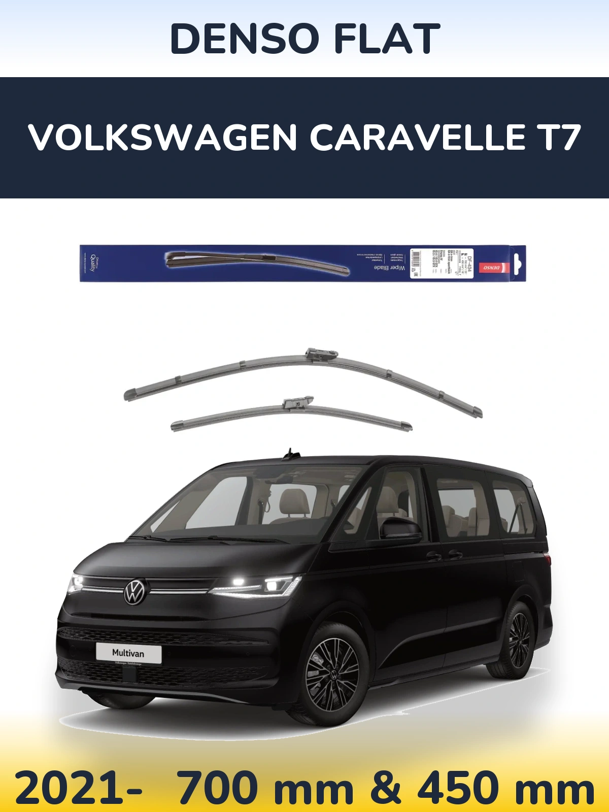 Komplet przednich wycieraczek Denso Flat 700 & 450 mm do Volkswagen Caravelle T7 2021-2026