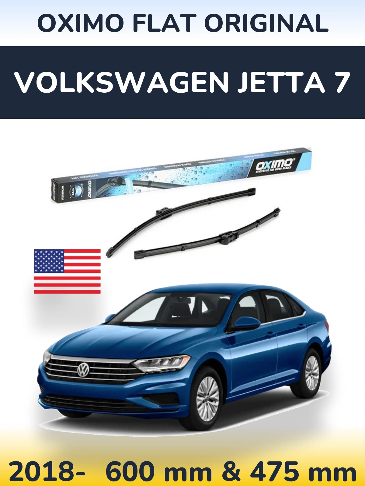 Komplet przednich wycieraczek Oximo Flat Original 600 & 475 mm do Volkswagen Jetta 7 2018-2026