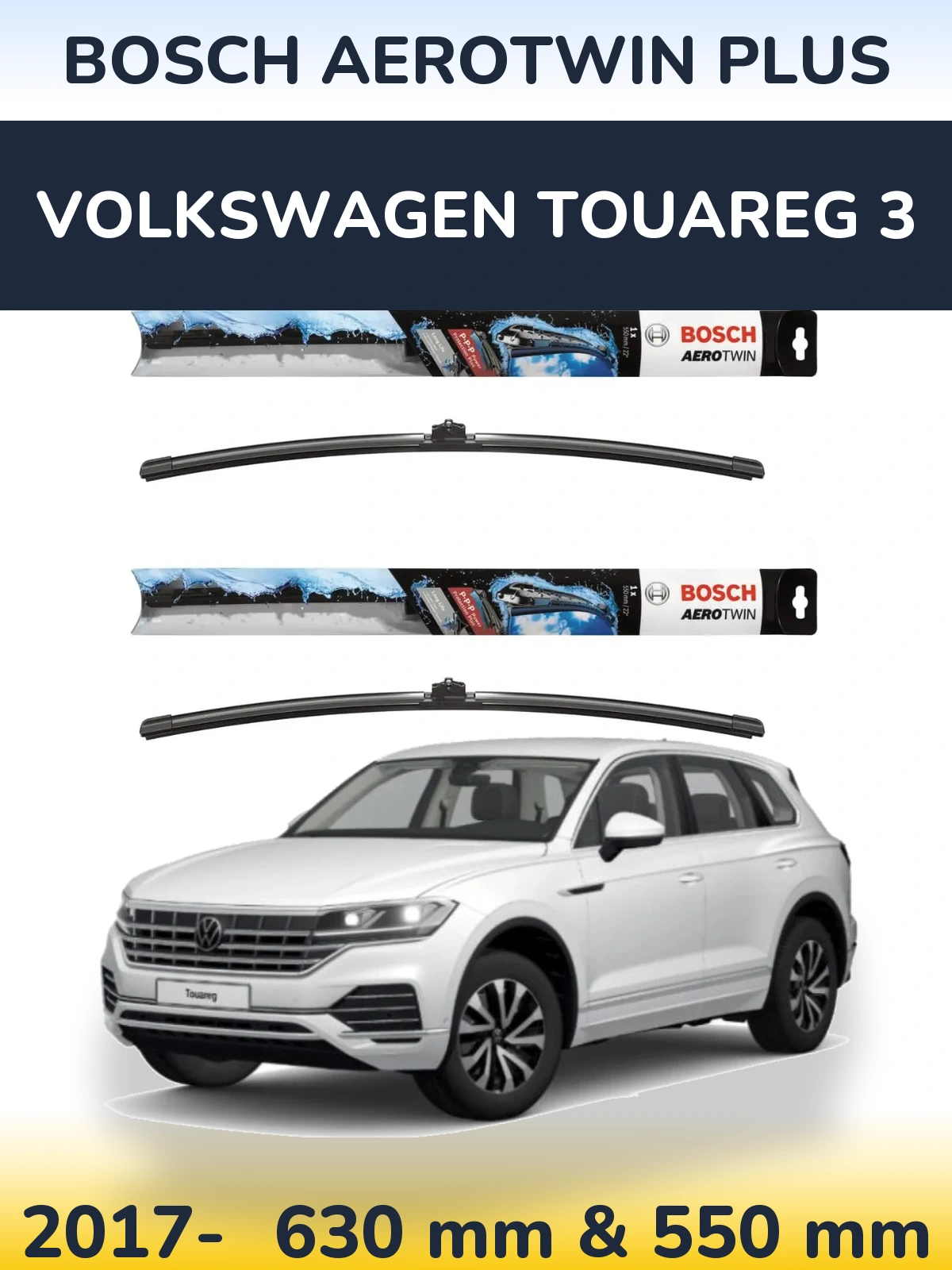 Komplet przednich wycieraczek BOSCH AeroTwin Plus 600 & 550 mm do Volkswagen Touareg 3 2017-2026