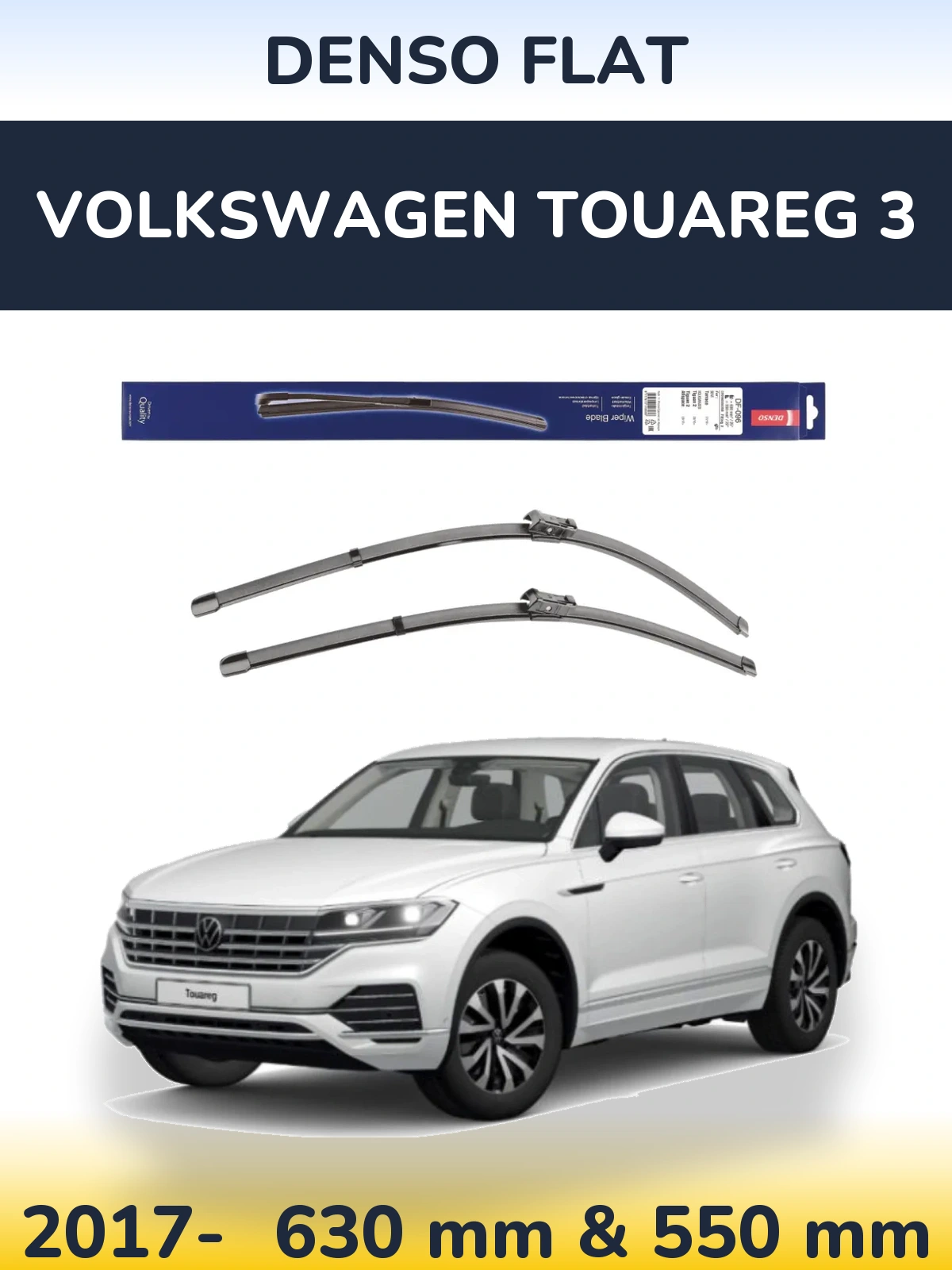 Komplet przednich wycieraczek Denso Flat 630 & 550 mm do Volkswagen Touareg 3 2017-2026