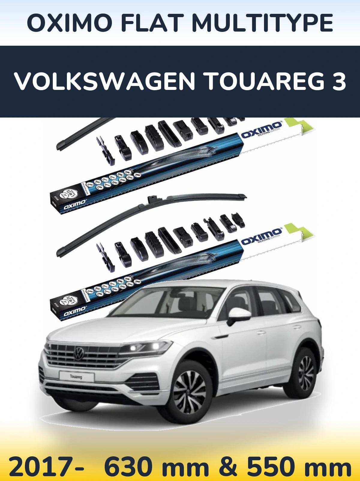 Komplet przednich wycieraczek Oximo Flat MultiType 600 & 550 mm do Volkswagen Touareg 3 2017-2026