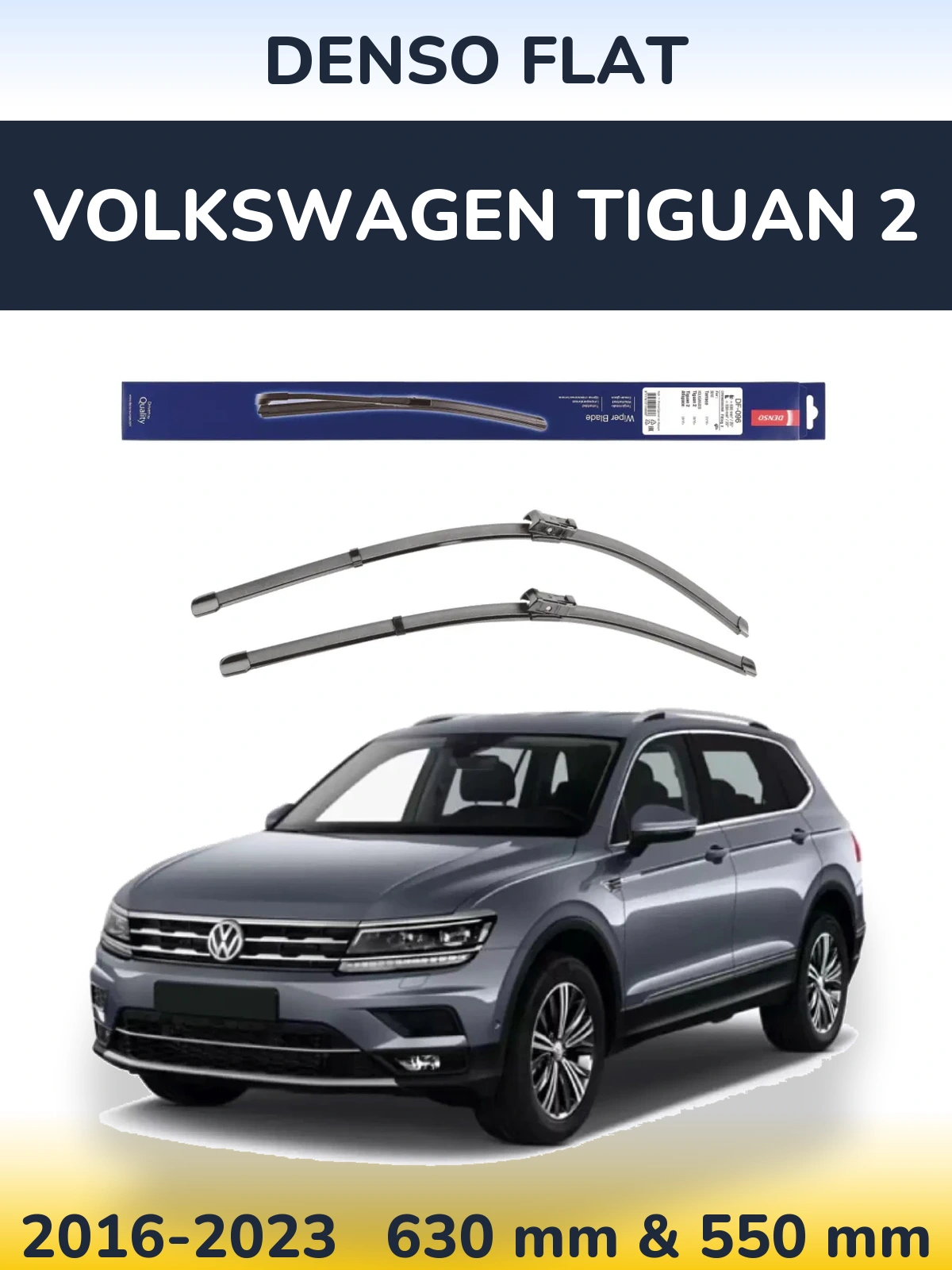 Komplet przednich wycieraczek Denso Flat 630 & 550 mm do Volkswagen Tiguan 2 2016-2023