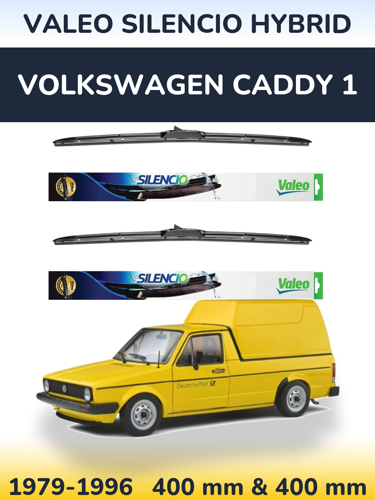 Комплект передних дворников Valeo Silencio Hybrid 400 & 400 мм для Volkswagen Caddy 1 1979-1996