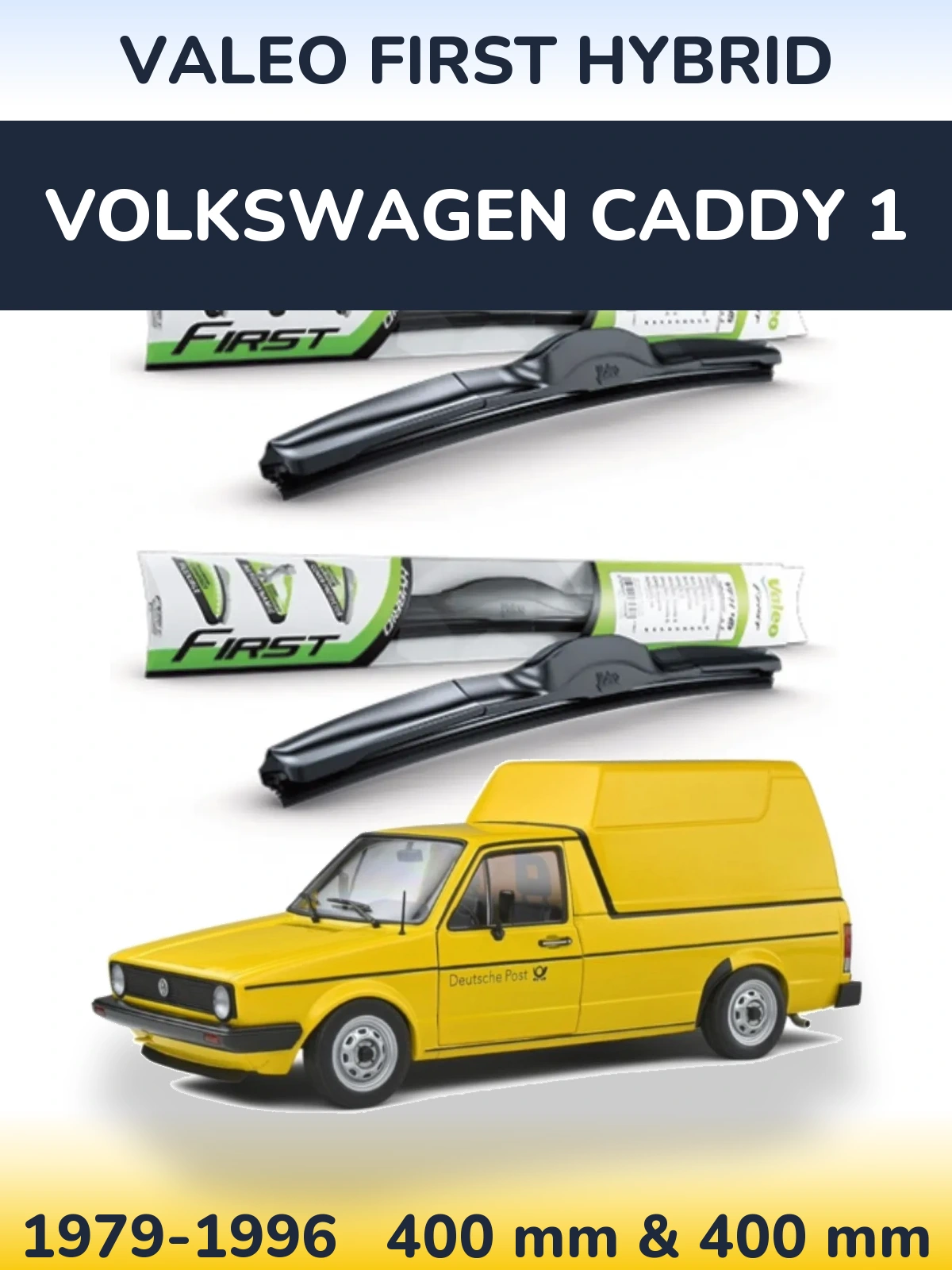 Komplet przednich wycieraczek Valeo First Hybrid 400 & 400 mm do Volkswagen Caddy 1 1979-1996