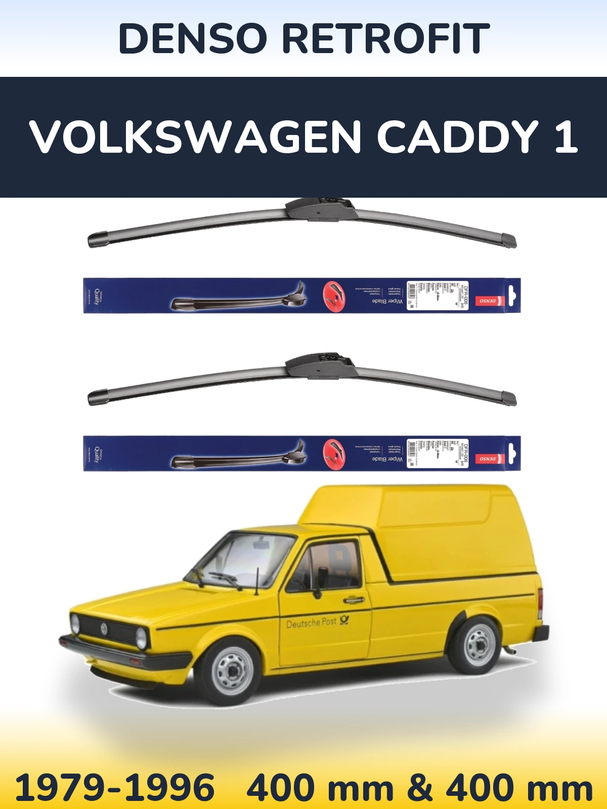 Komplet przednich wycieraczek Denso Retrofit 400 & 400 mm do Volkswagen Caddy 1 1979-1996