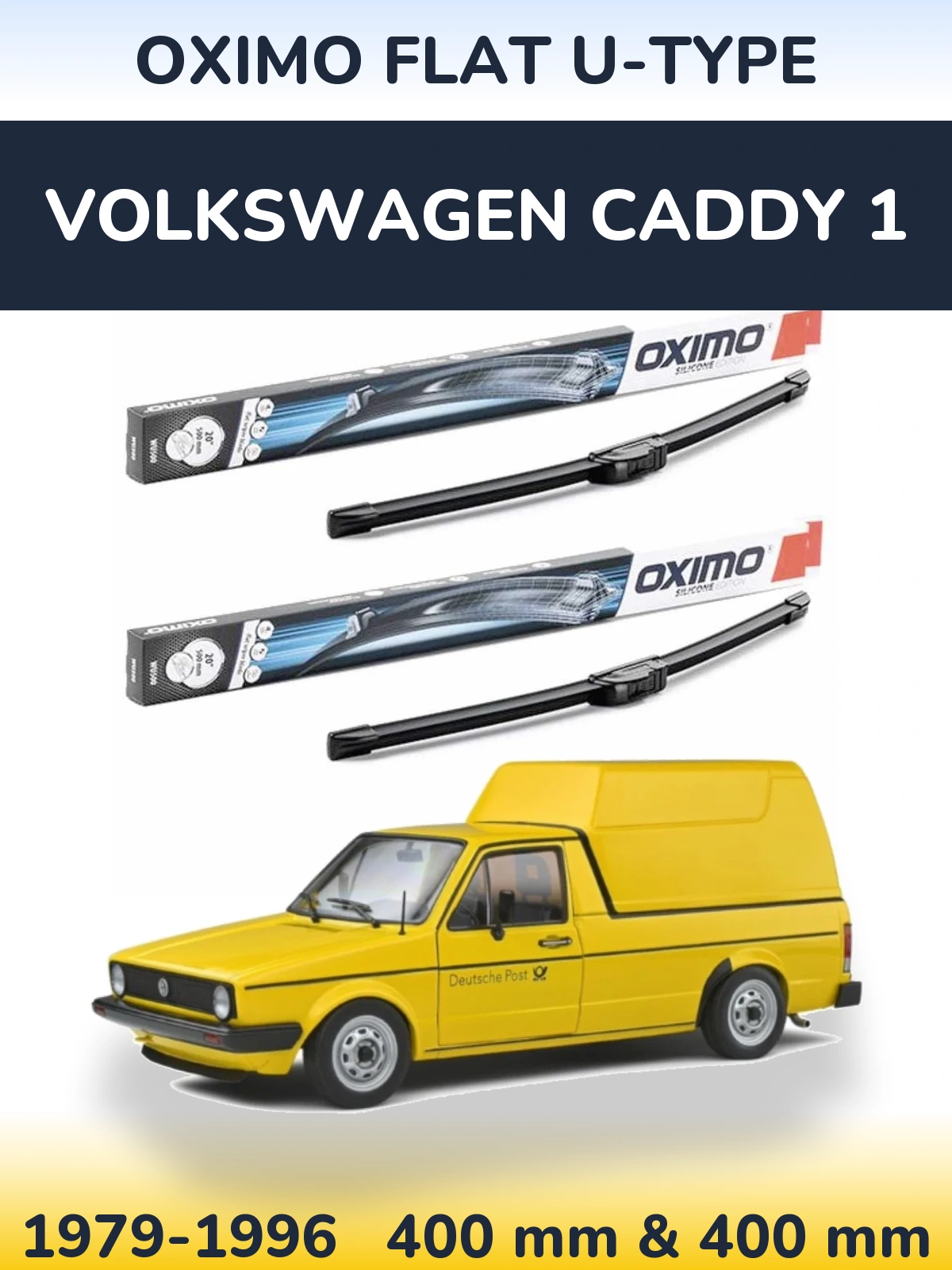 Komplet przednich wycieraczek Oximo Flat U-type 400 & 400 mm do Volkswagen Caddy 1 1979-1996