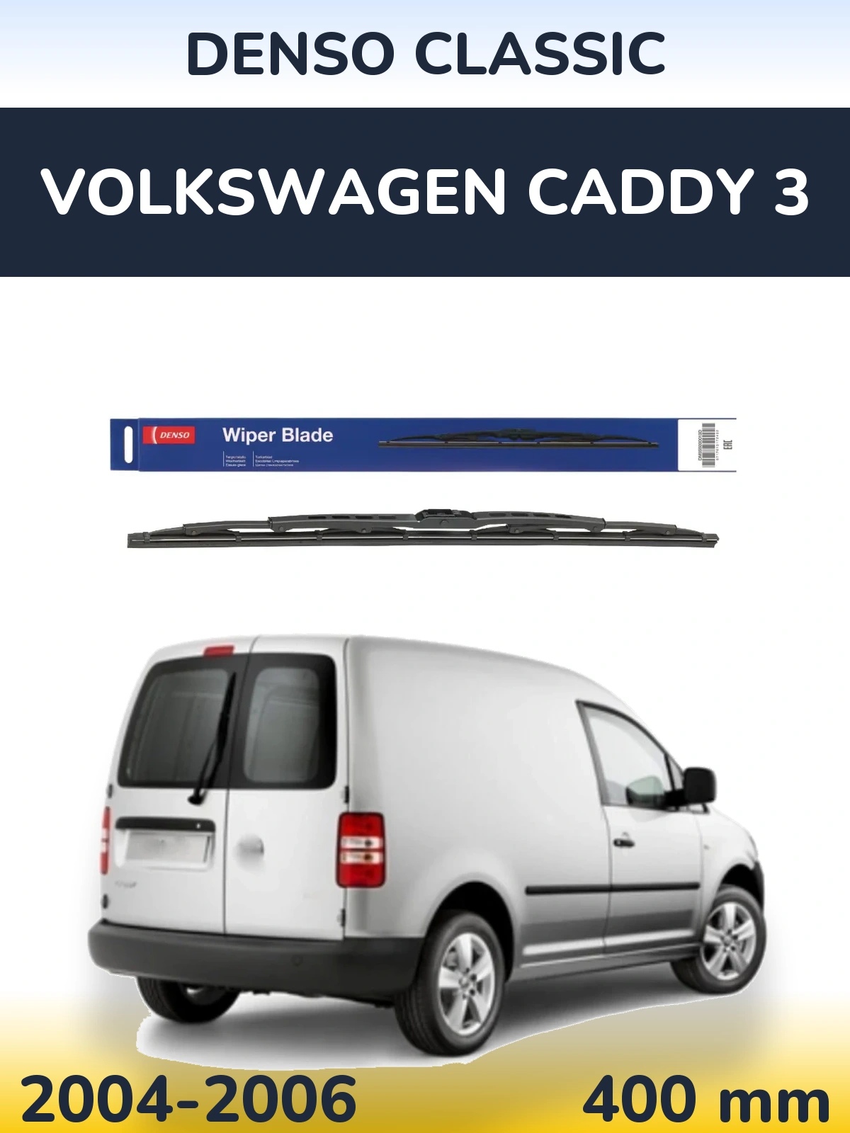 Rear wiper blade Denso Classic 400 mm for Volkswagen Caddy 3 2004-2006