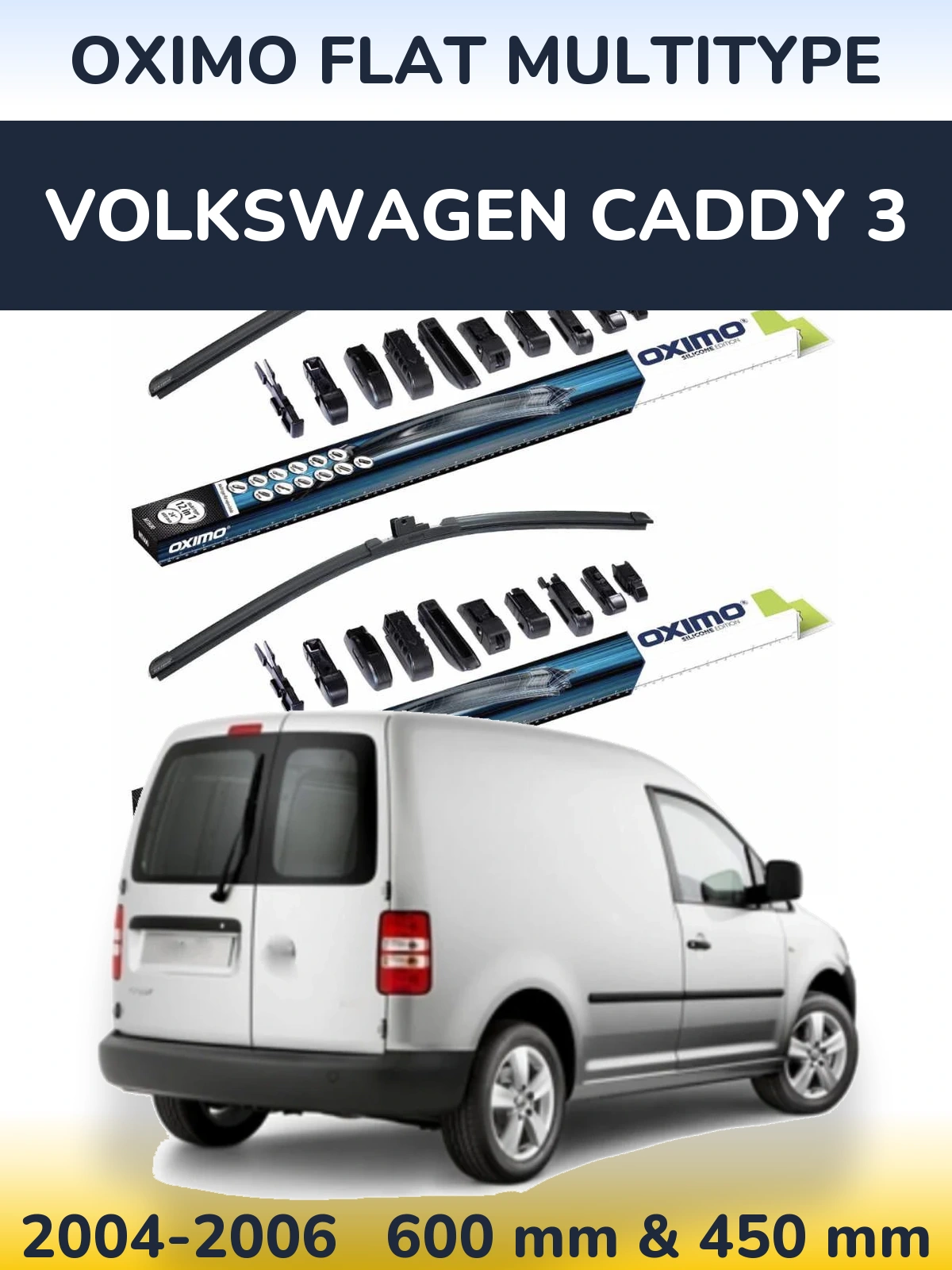 Комплект передних дворников Oximo Flat MultiТипe 600 & 450 мм для Volkswagen Caddy 3 2004-2006