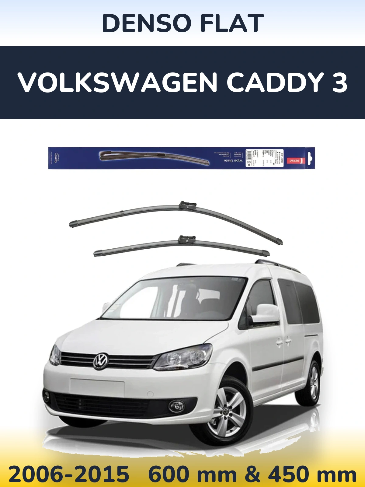 Komplet przednich wycieraczek Denso Flat 600 & 450 mm do Volkswagen Caddy 3 2006-2015