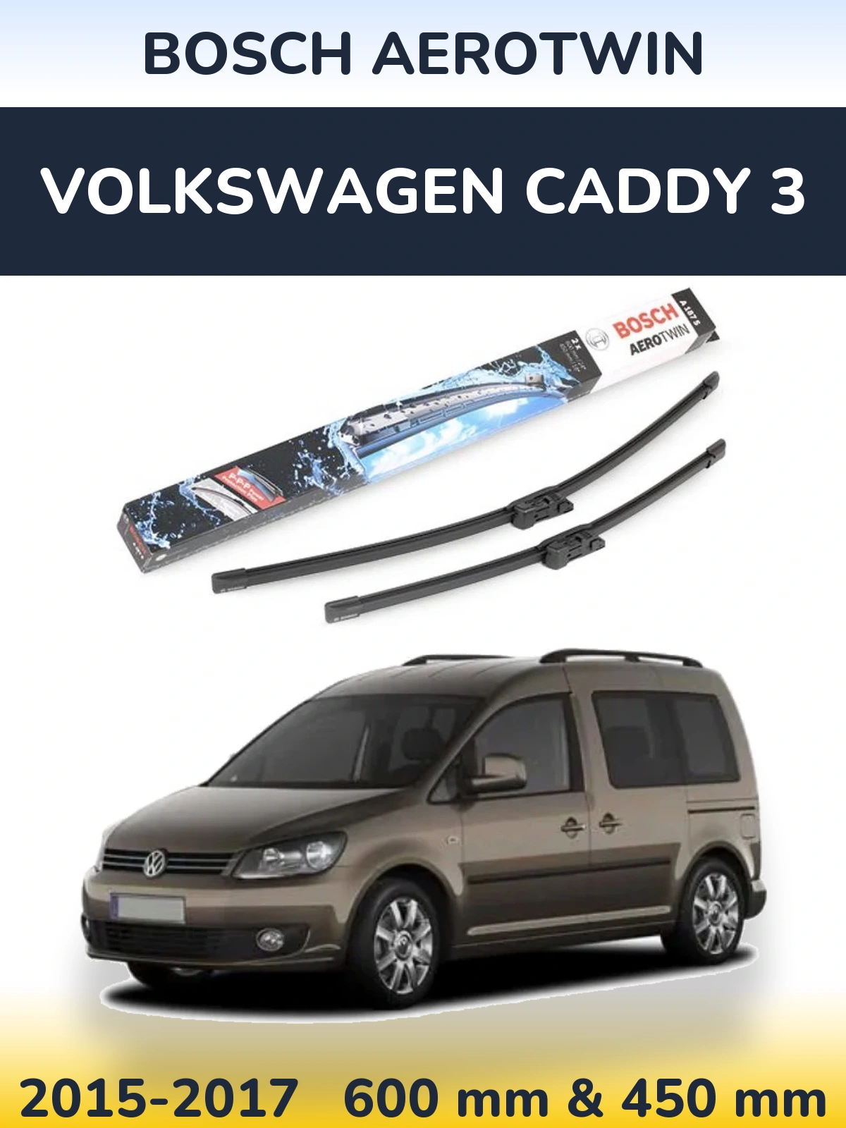 Komplet przednich wycieraczek BOSCH AeroTwin 600 & 450 mm do Volkswagen Caddy 3 2015-2017