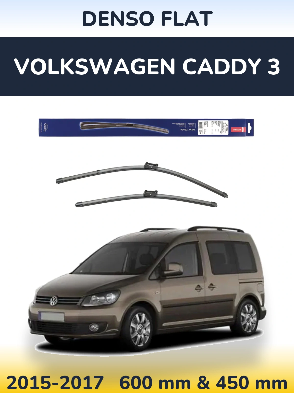 Komplet przednich wycieraczek Denso Flat 600 & 450 mm do Volkswagen Caddy 3 2015-2017