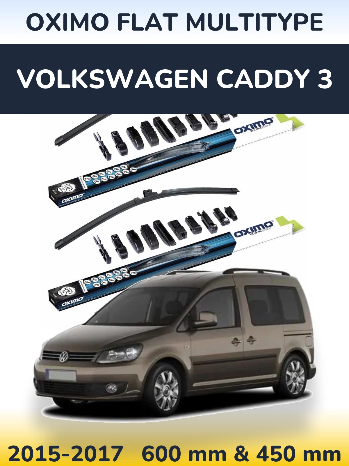 Komplet przednich wycieraczek Oximo Flat MultiType 600 & 450 mm do Volkswagen Caddy 3 2015-2017