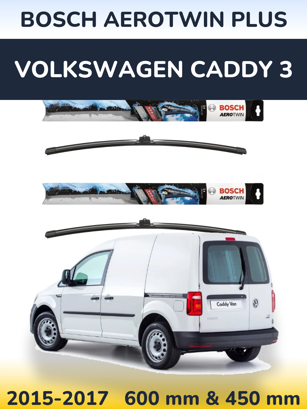 Komplet przednich wycieraczek BOSCH AeroTwin Plus 600 & 450 mm do Volkswagen Caddy 3 2015-2017