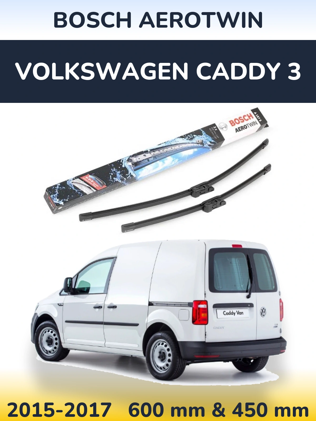 Komplet przednich wycieraczek BOSCH AeroTwin 600 & 450 mm do Volkswagen Caddy 3 2015-2017