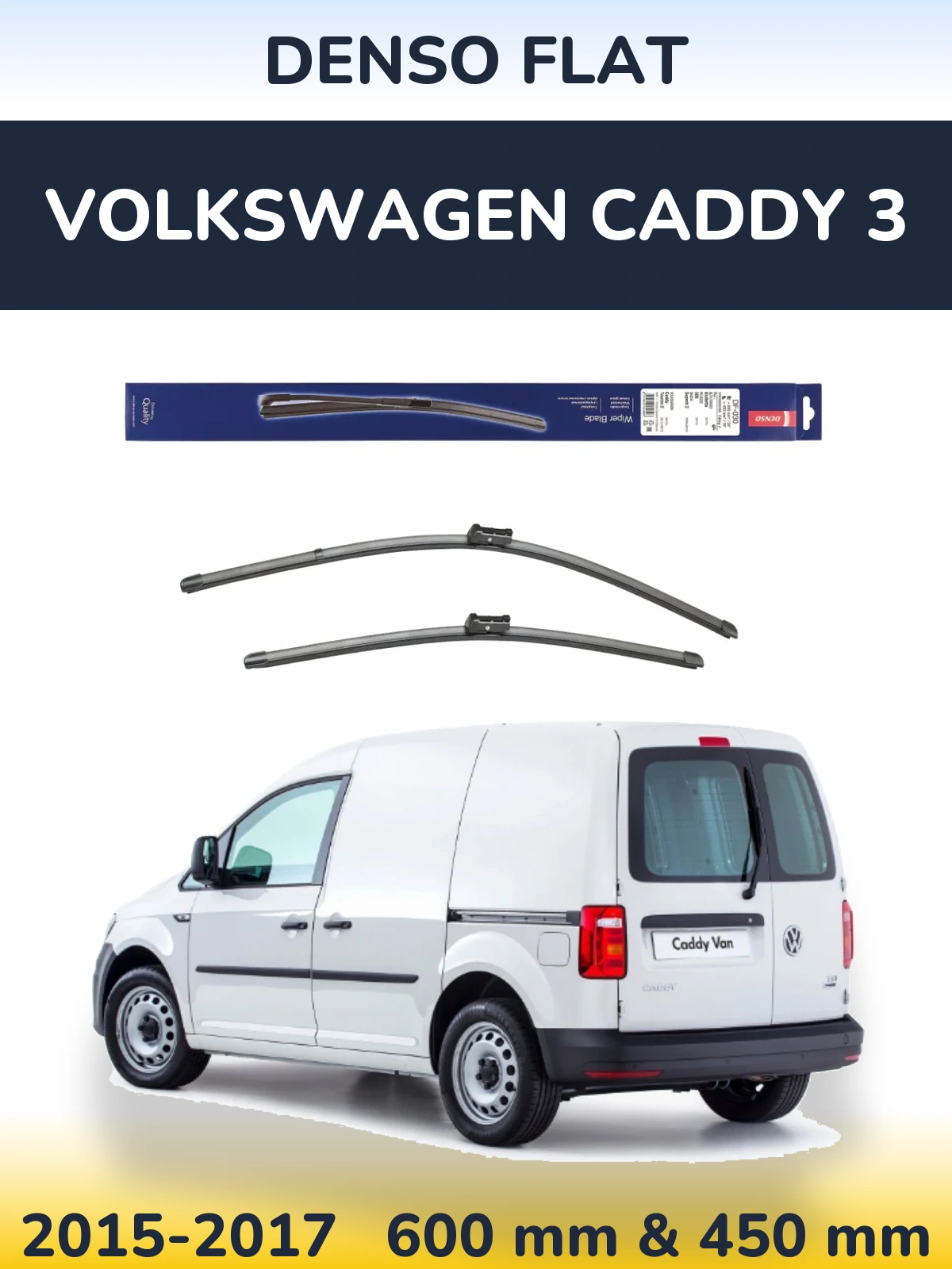 Komplet przednich wycieraczek Denso Flat 600 & 450 mm do Volkswagen Caddy 3 2015-2017
