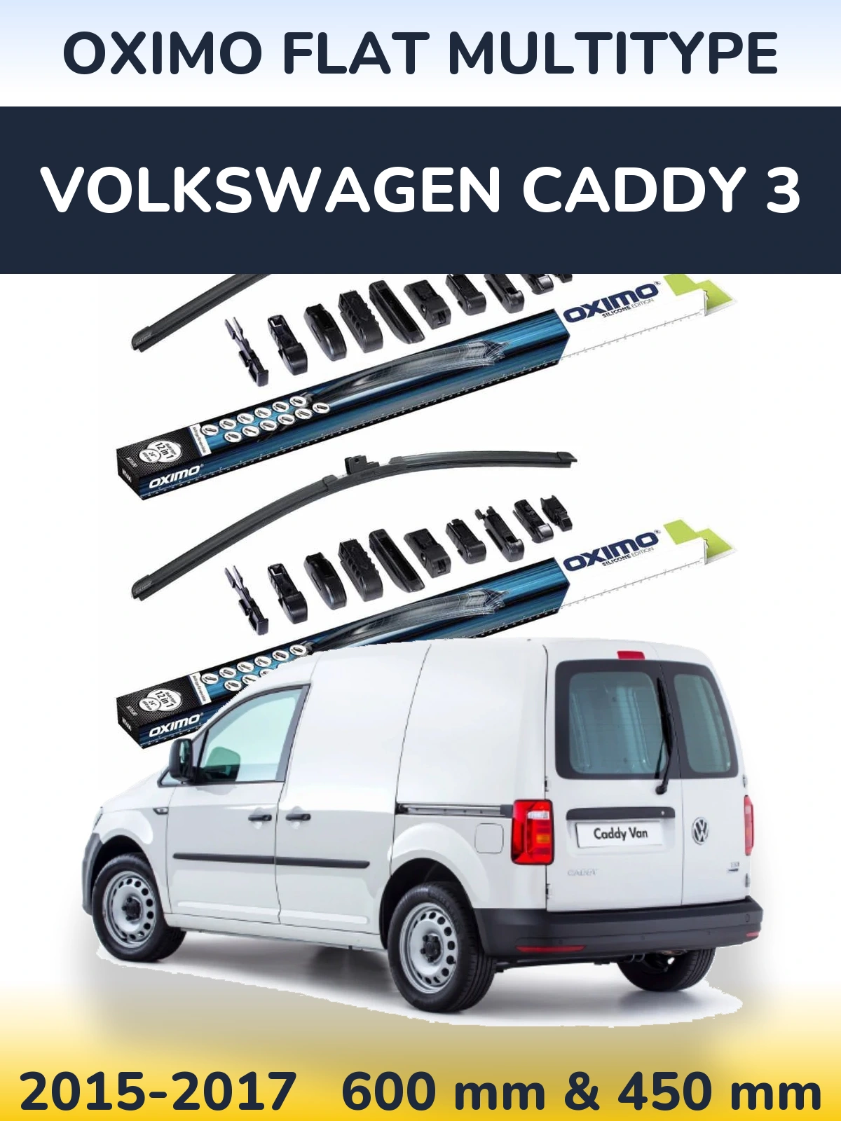 Komplet przednich wycieraczek Oximo Flat MultiType 600 & 450 mm do Volkswagen Caddy 3 2015-2017