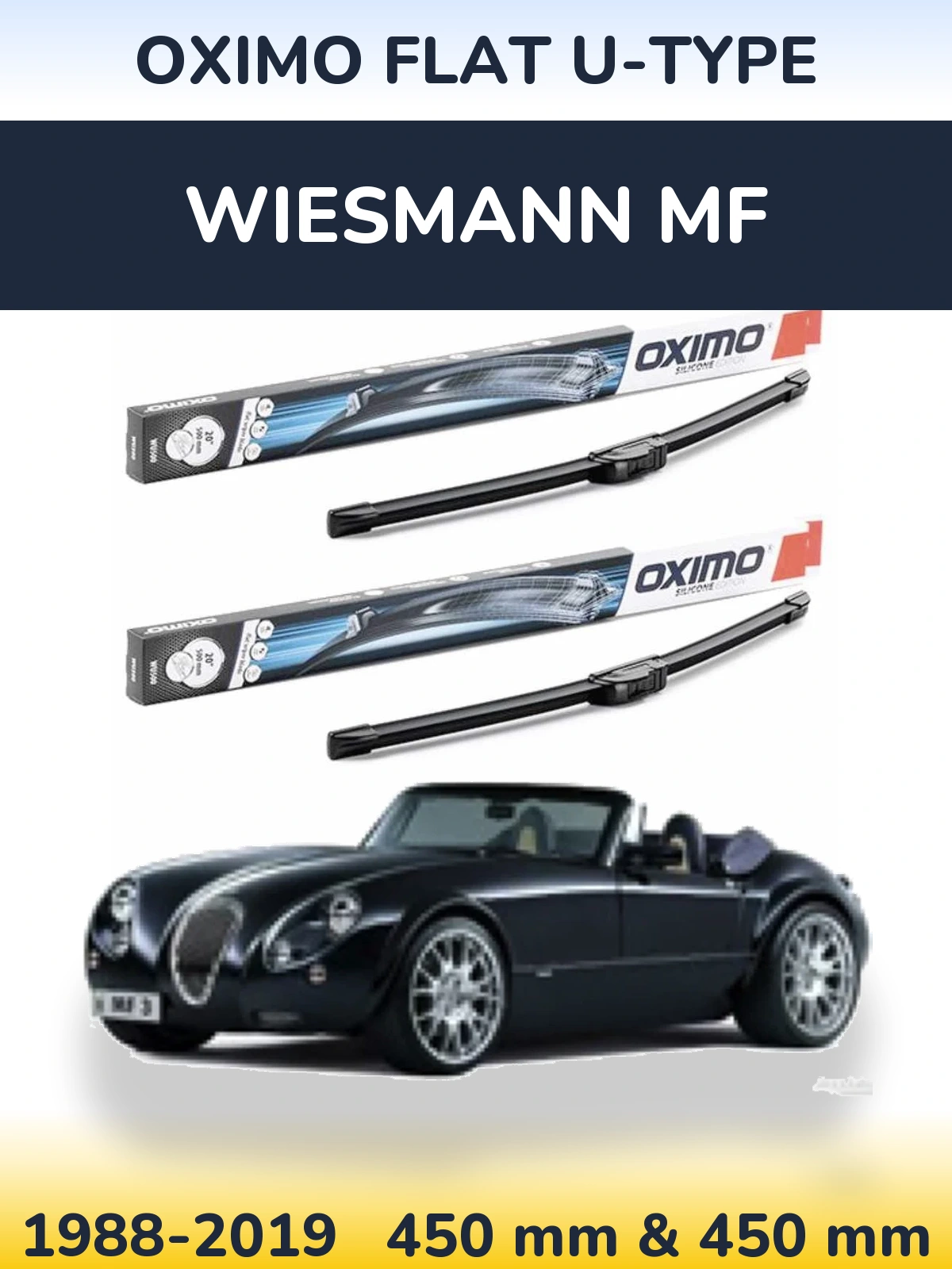 Komplet przednich wycieraczek Oximo Flat U-type 450 & 450 mm do Wiesmann MF 1988-2019