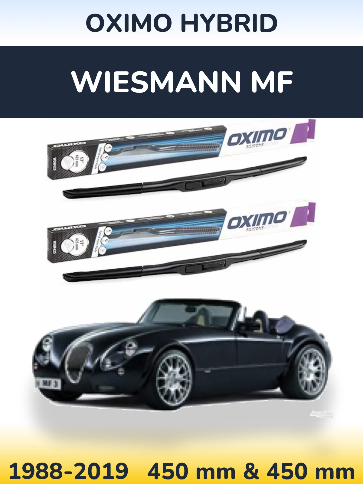 Komplet przednich wycieraczek Oximo Hybrid 450 & 450 mm do Wiesmann MF 1988-2019