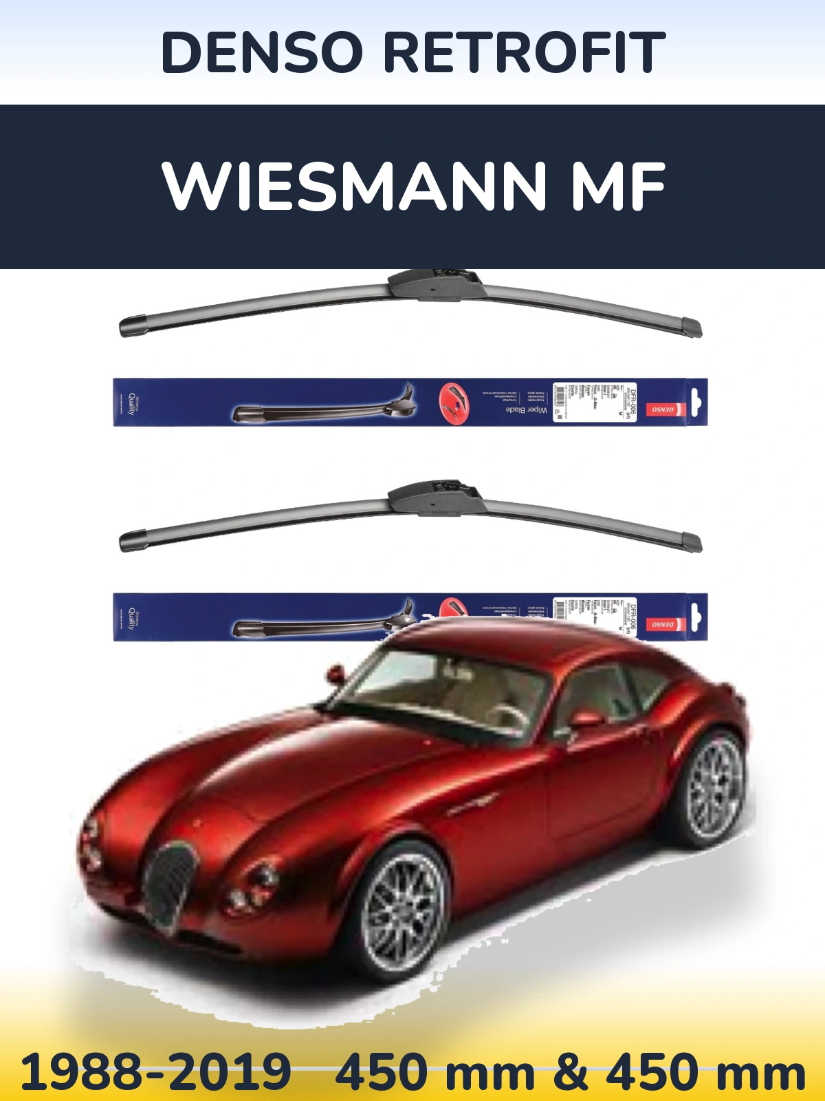 Комплект передних дворников Denso Retrofit 450 & 450 мм для Wiesmann MF 1988-2019
