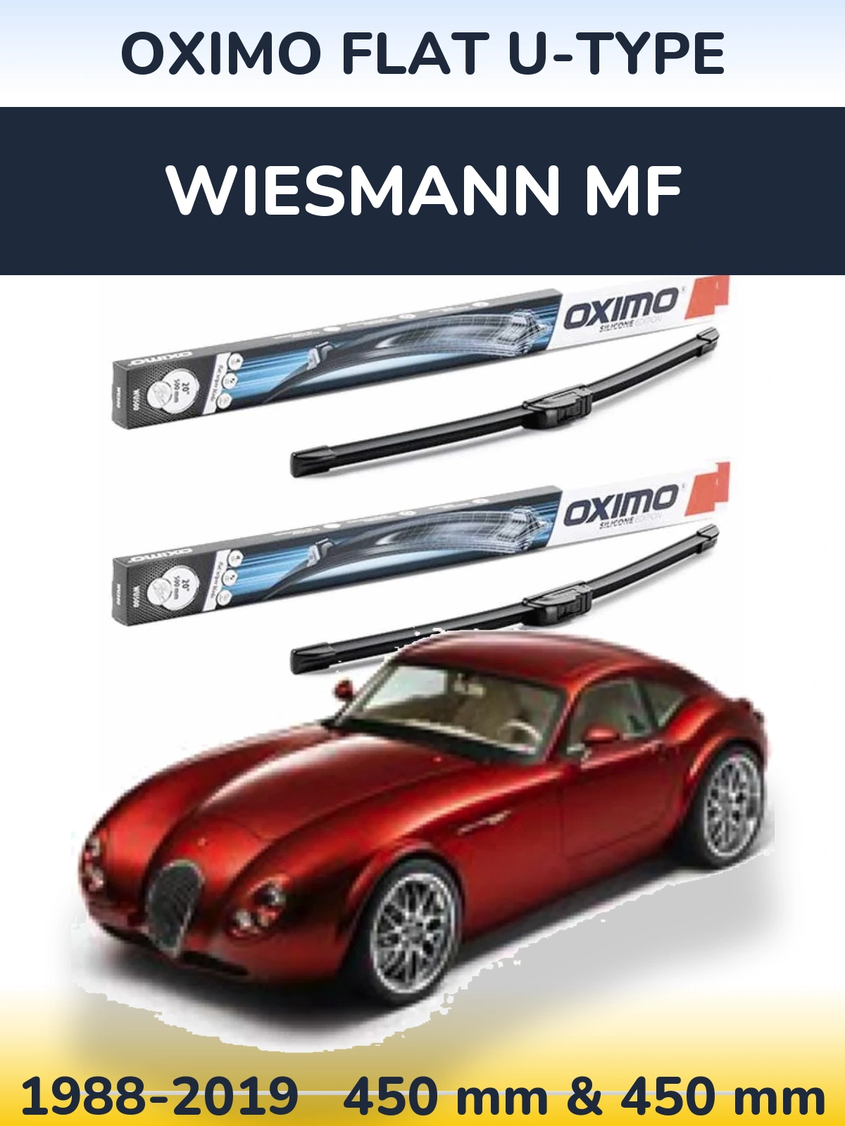 Комплект передних дворников Oximo Flat U-type 450 & 450 мм для Wiesmann MF 1988-2019