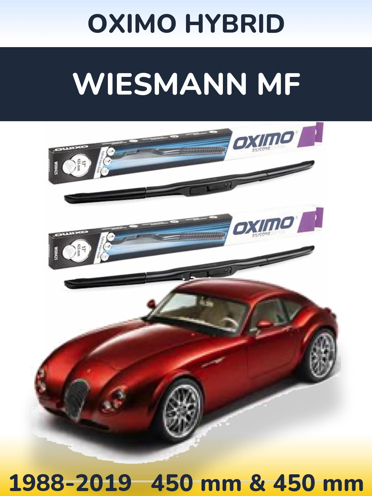 Комплект передних дворников Oximo Hybrid 450 & 450 мм для Wiesmann MF 1988-2019