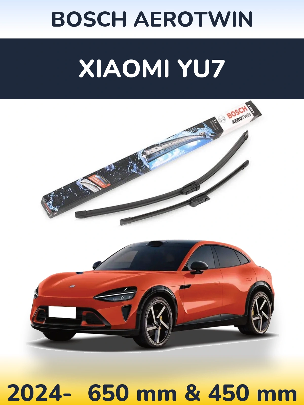 Komplet przednich wycieraczek BOSCH AeroTwin 650 & 450 mm do Xiaomi YU7 2024-2026