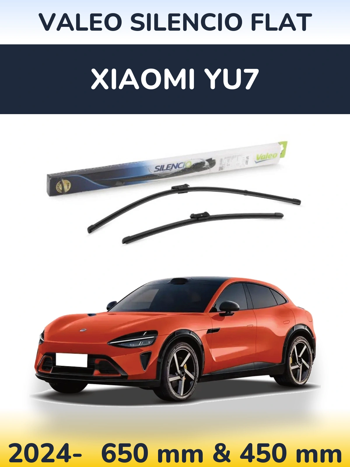 Комплект передних дворников Valeo Silencio Flat 650 & 450 мм для Xiaomi YU7 2024-2026