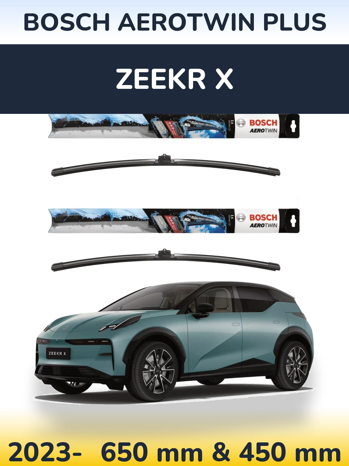 Комплект передних дворников BOSCH AeroTwin Plus 650 & 450 мм для Zeekr X 2023-2026