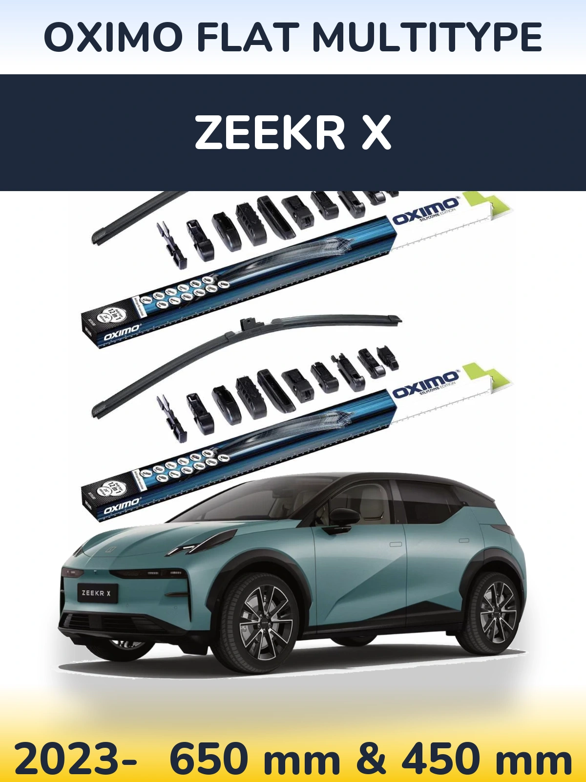 Комплект передних дворников Oximo Flat MultiТипe 650 & 450 мм для Zeekr X 2023-2026