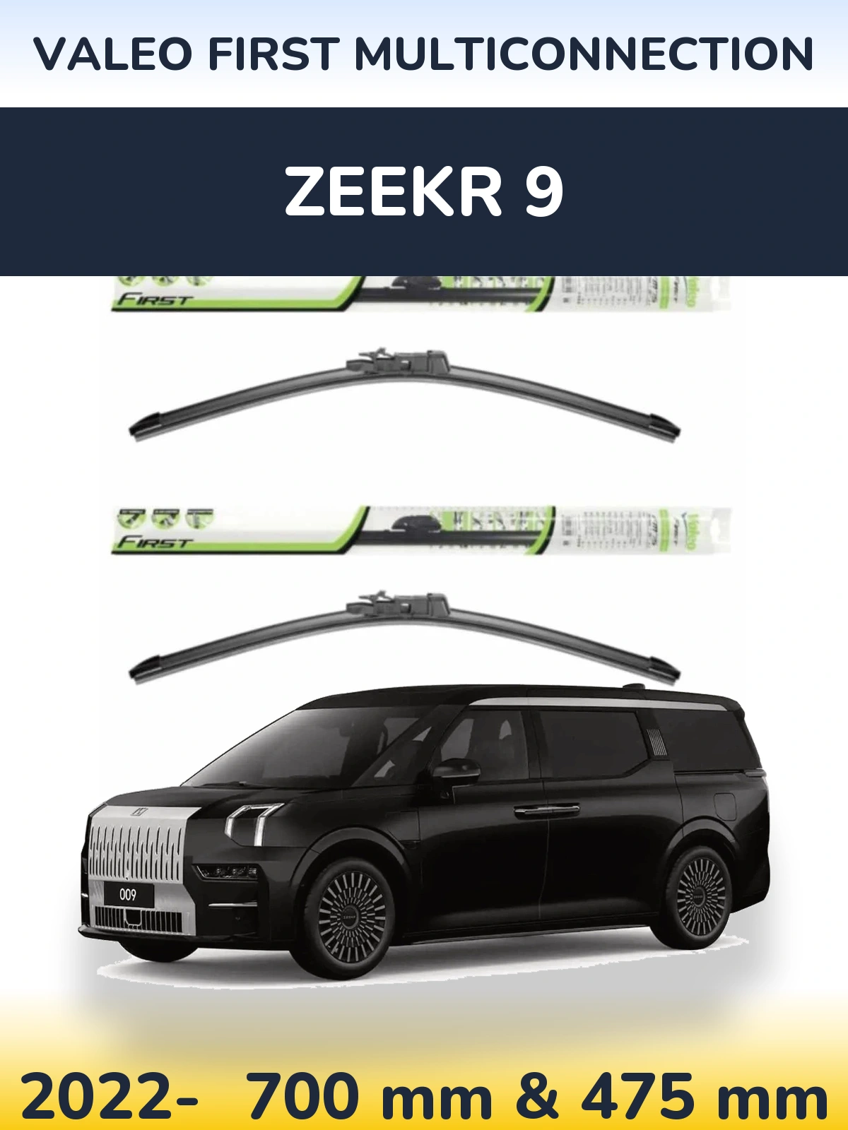 Komplet przednich wycieraczek Valeo First MultiConnection 700 & 475 mm do Zeekr 9 2022-2026
