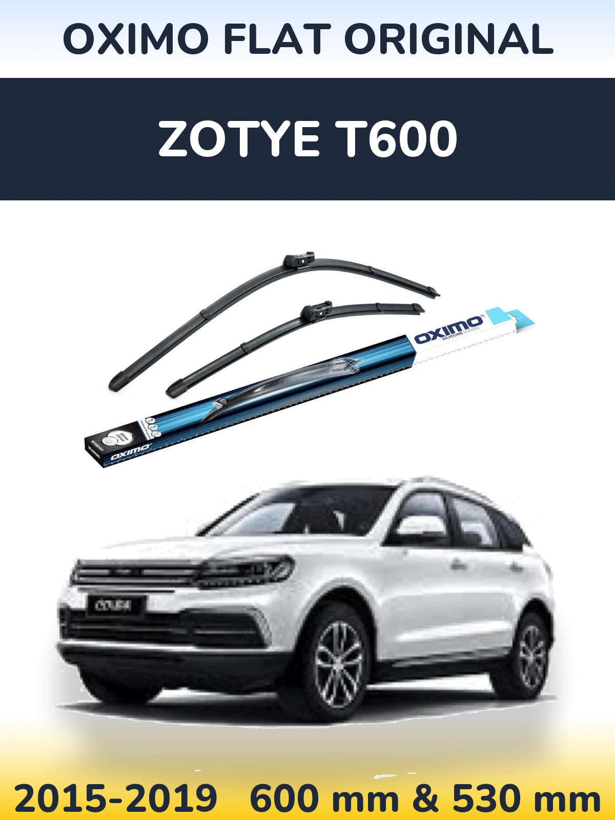 Комплект передних дворников Oximo Flat Original 600 & 500 мм для Zotye T600 2015-2019