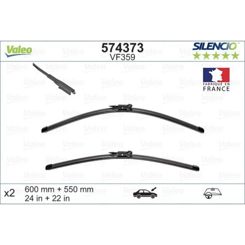 Komplet przednich wycieraczek Valeo Silencio Flat 600 & 550 mm do Volvo V70 2 2004-2007