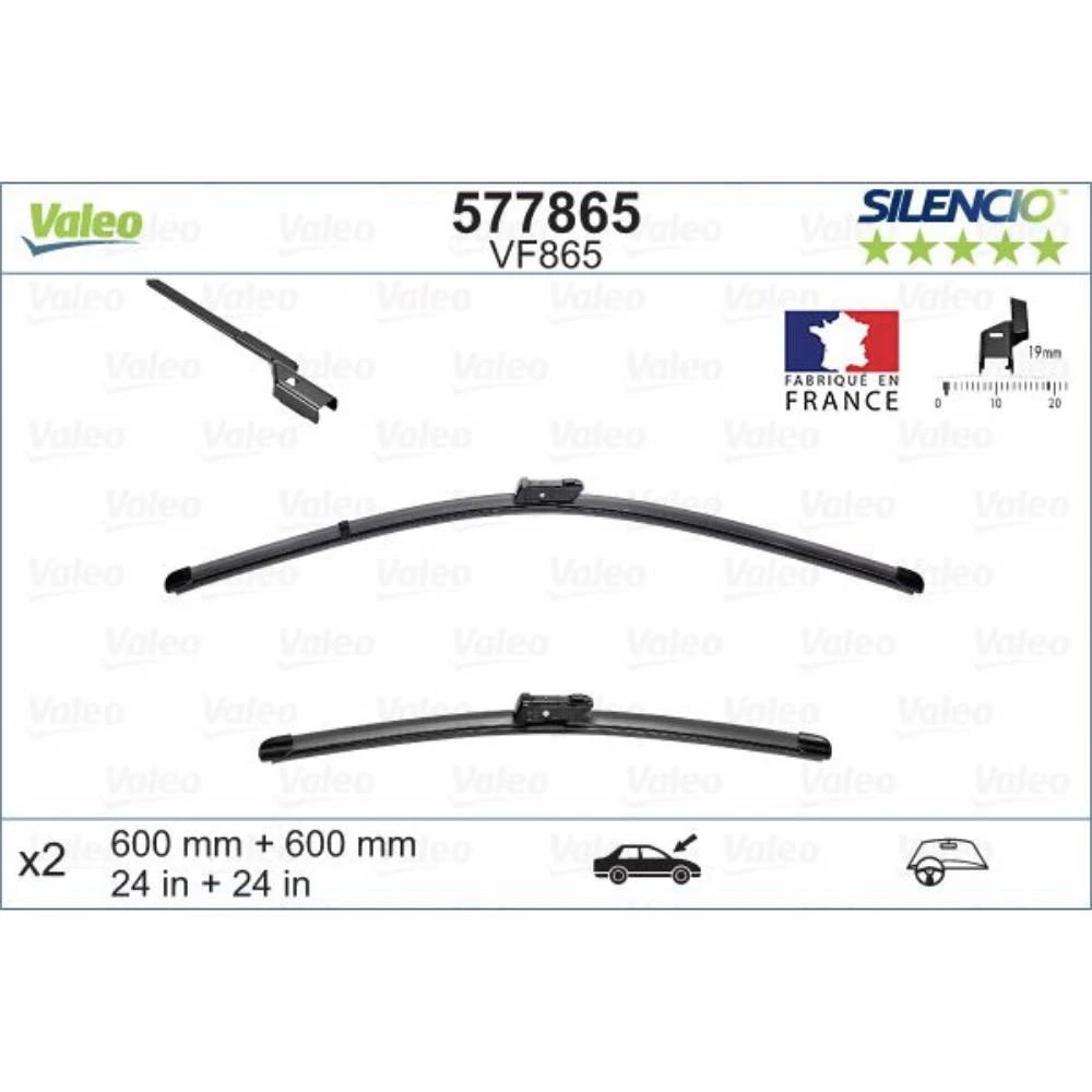 Komplet przednich wycieraczek Valeo Silencio Flat 600 & 600 mm do Mercedes Klasa E 2013-2017