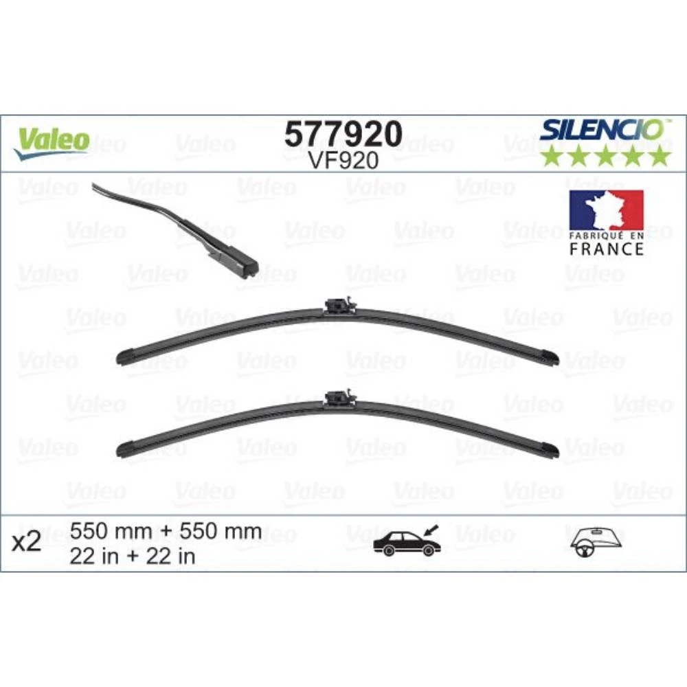 Комплект передних дворников Valeo Silencio Flat 550 & 550 мм для Mercedes C Class 2014-2021
