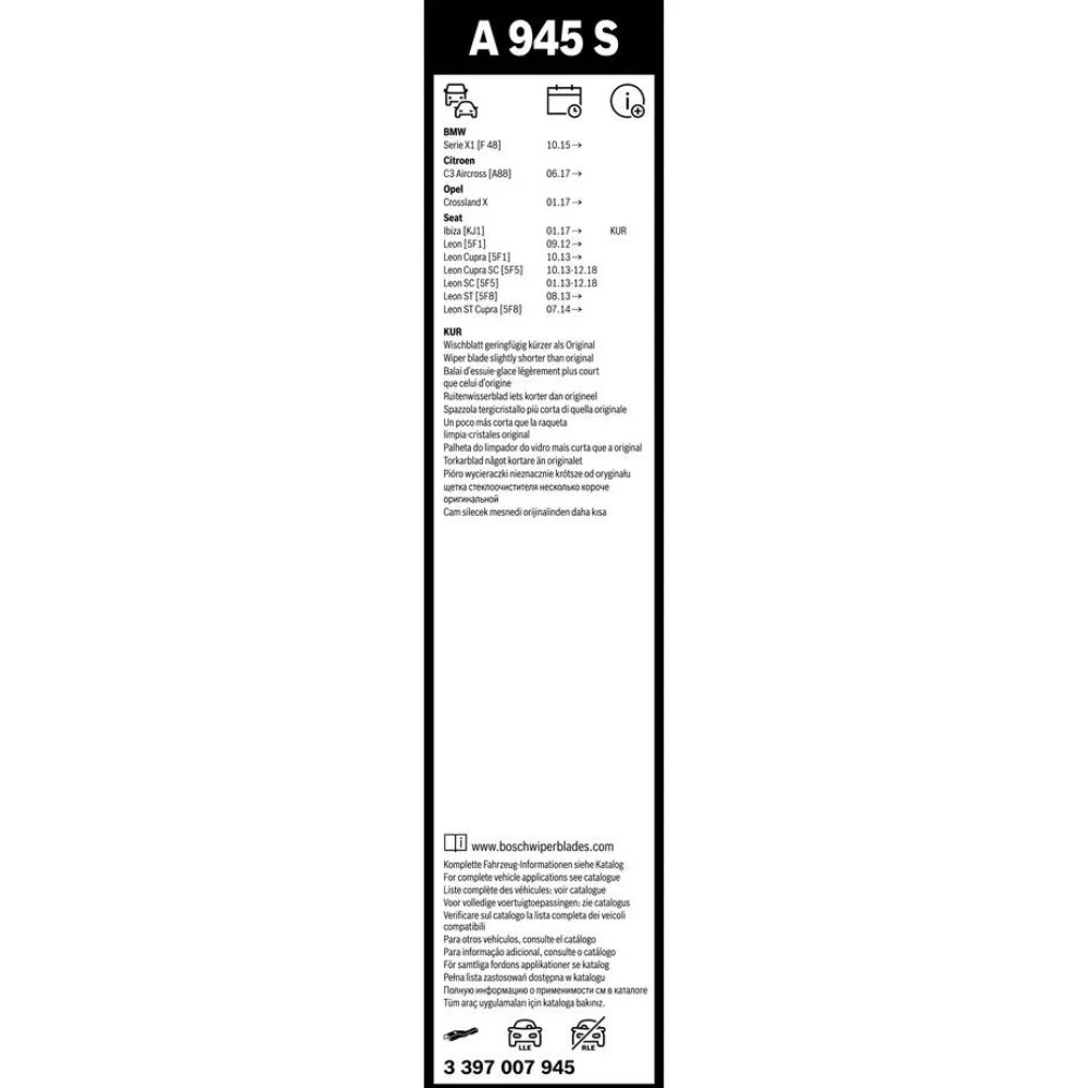 Komplet przednich wycieraczek BOSCH AeroTwin 650 & 400 mm do Citroen C3 Aircross 2017-2024