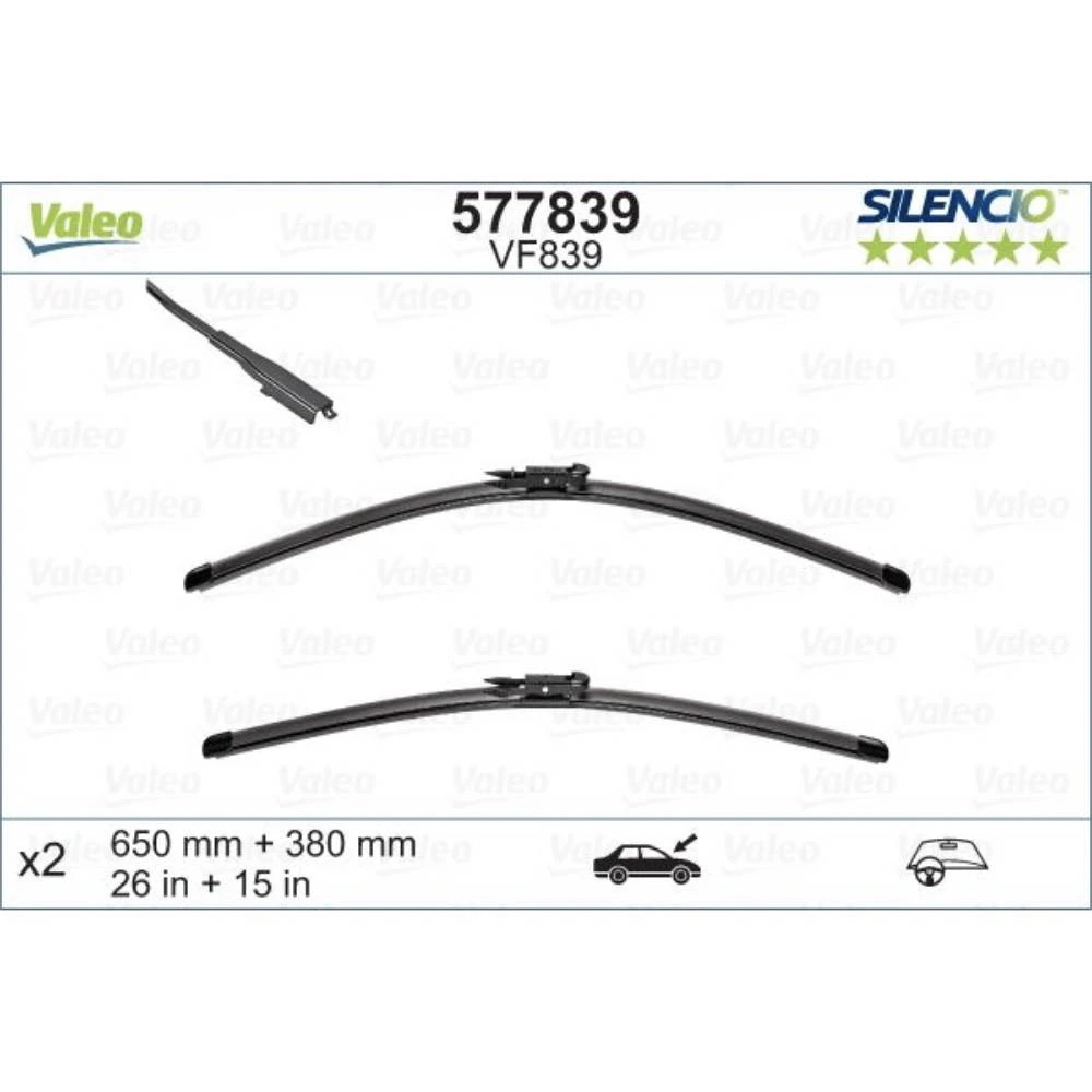 Komplet przednich wycieraczek Valeo Silencio Flat 650 & 380 mm do Chevrolet Aveo 3 2011-2020