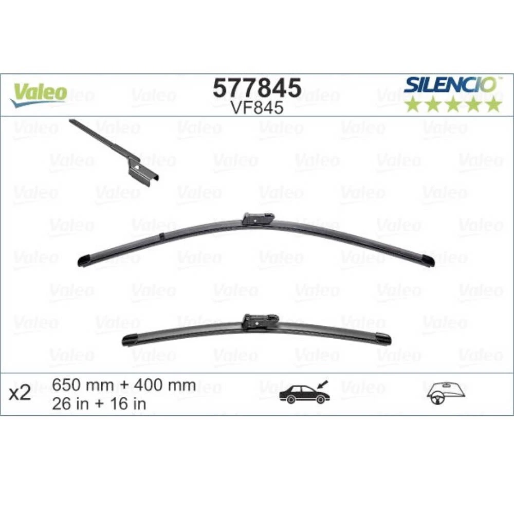 Komplet przednich wycieraczek Valeo Silencio Flat 650 & 400 mm do Toyota Avensis 3 2009-2015
