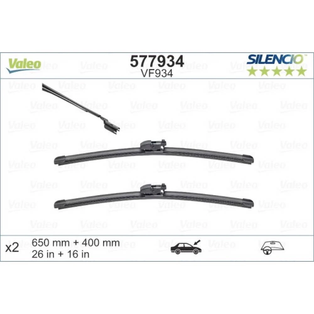 Комплект передних дворников Valeo Silencio Flat 650 & 400 мм для Lexus NX 1 2014-2021