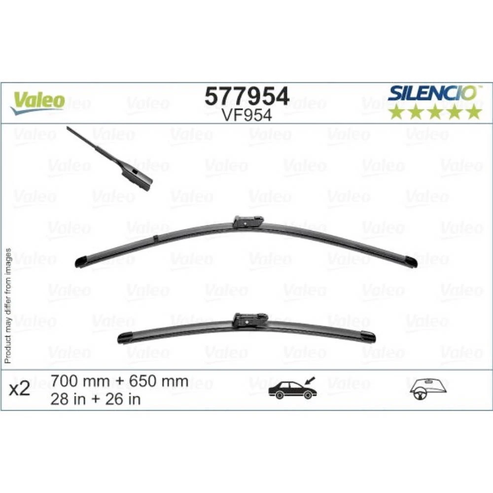 Комплект передних дворников Valeo Silencio Flat 700 & 650 мм для Volkswagen Crafter 2 2016-2026
